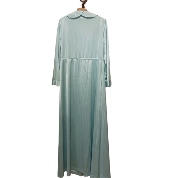 Exquisite Luxury Vintage Nylon Antron Robe Full Length Mint Green Lace 60's ERA - Picture 3 of 8